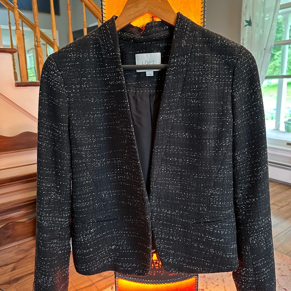 Black blazer with white accents